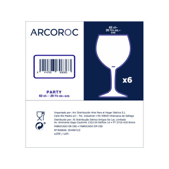 Stiklinių rinkinys Arcoroc Party 6 vnt. Skaidrus stiklas 620 ml
