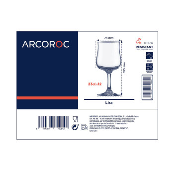 Stiklinių rinkinys Arcoroc Lira Skaidrus 12 vnt. stiklas 230 ml