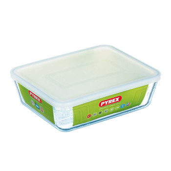 Taisnstūra Pusdienu kastīte ar Vāku Pyrex Cook & Freeze 25 x 20 cm Caurspīdīgs Silikona Stikls 2,6 L (6 gb.)