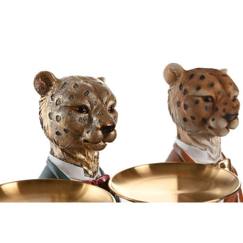 Dekoratyvinė figūrėlė DKD Home Decor 17,5 x 11 x 23,5 cm Mėlyna Auksinis Ruda Leopardas (2 vnt.),,,