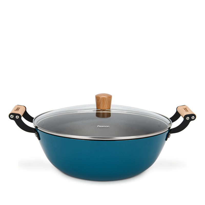 Stockpot SEAGREEN 32x12,5 cm / 8 LTR with glass lid (enamelled lightweight cast iron with non-stick coating)