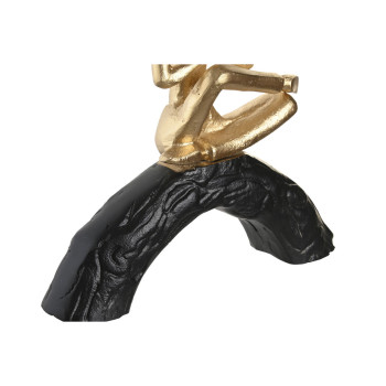 Dekoratyvinė figūrėlė DKD Home Decor 28 x 7 x 35 cm 28 x 8 x 36 cm Juoda Auksinis Yoga (3 vnt.),,,
