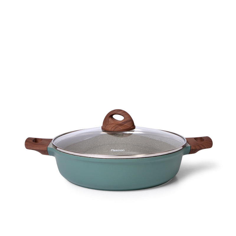 Shallow casserole FIRENZE 28x7.2 cm / 3.8 LTR with glass lid and induction bottom (aluminium with non-stick coating)