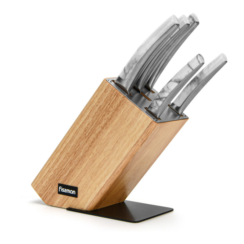 6 pcs knife set ARNE with wooden block (3Cr14 steel)