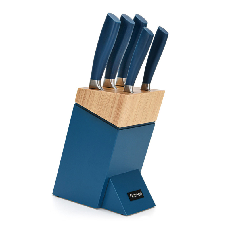 6 pcs knife set GANDALF with wooden block (3Cr14 steel)