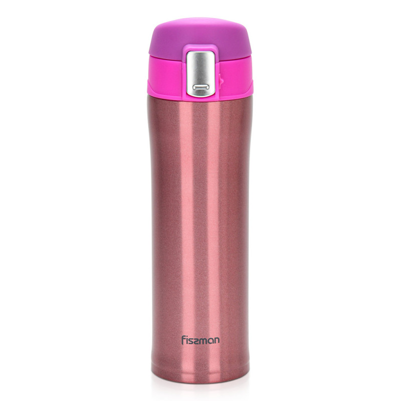 Double wall vacuum travel mug 450 ml Pink color (stainless steel), art. 9626