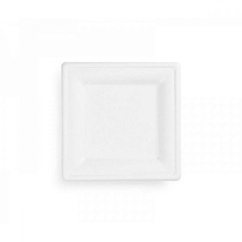 DISHES  20X20CM 50GB, KVADRĀTVEIDA, BALTI, PĀRSTRĀDĀTA CUKURNIEDRU ŠĶIEDRA 0.8KG/IEP, Mixpack