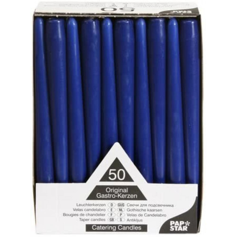 СВЕЧА  S 2.2x25CM, 50ШТ. ,TUMŠI СИНИЙ S DEG 7ST., Pap Star
