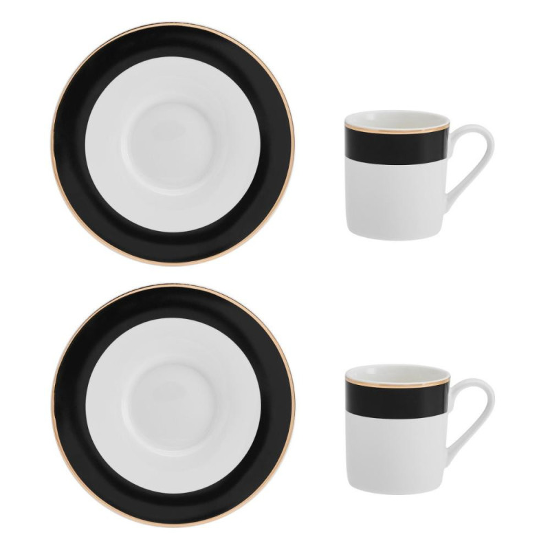 MIKASA LUXE DECO ESPRESSO KAFIJAS SERVĪZE 2 PERS, TASE 100ML AR APAKŠTASI, PORCELĀNS, Mikasa