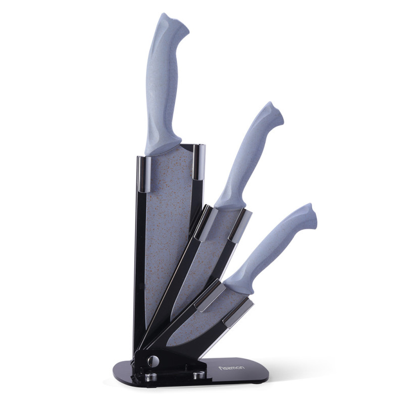 4 pcs knife set GOBI with acrylic stand (non-stick coated steel)