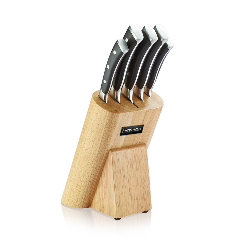 6 pc knife set TOKORO with wooden block (3Cr13 steel)