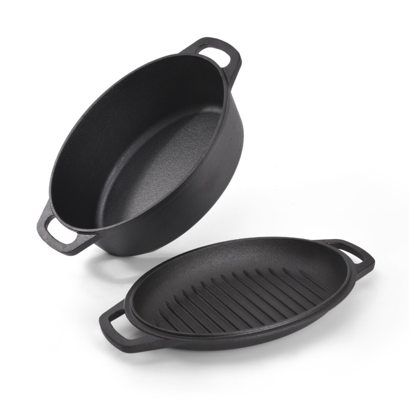 Casserole 29x21cm / 4 LTR with lid-griddle pan (cast iron)