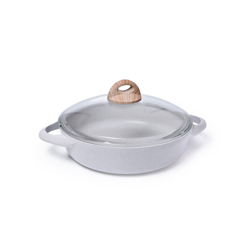 Shallow pot BORNEO 24x7.2 cm / 2.6 LTR with glass lid with induction bottom (aluminium with non-stick coating)