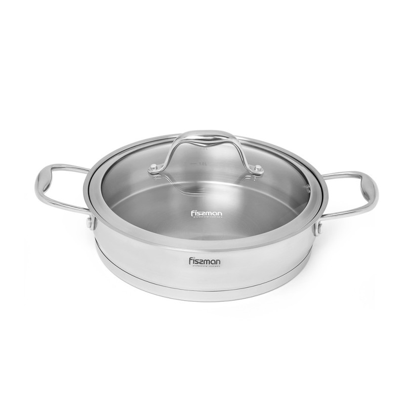 MIRANDA Saute pan 24x6 cm / 2.9 LTR with glass lid (stainless steel)