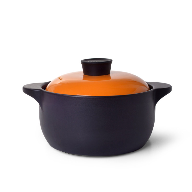 Casserole DEL FUOCO 25x12 cm / 4.0 LTR with lid, color ORANGE (fire proof ceramic)