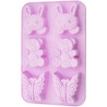6 cups cake mold RABBIT, TEDDY, BUTTERFLY 26x18.3x2.8 cm (silicone)