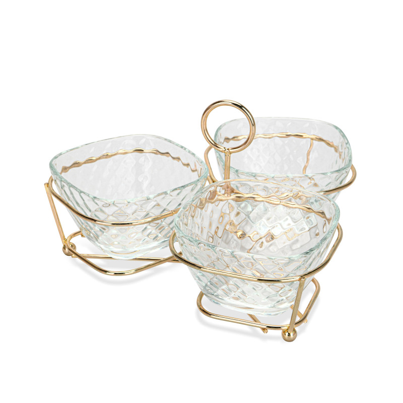 Set of bowls 3 pcs. in a metal stand, art. 16394