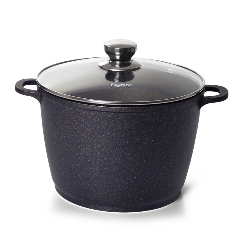 Stockpot EMMA 28x10,3 cm / 10.3 LTR with glass lid with induction bottom (aluminium with non-stick coating)