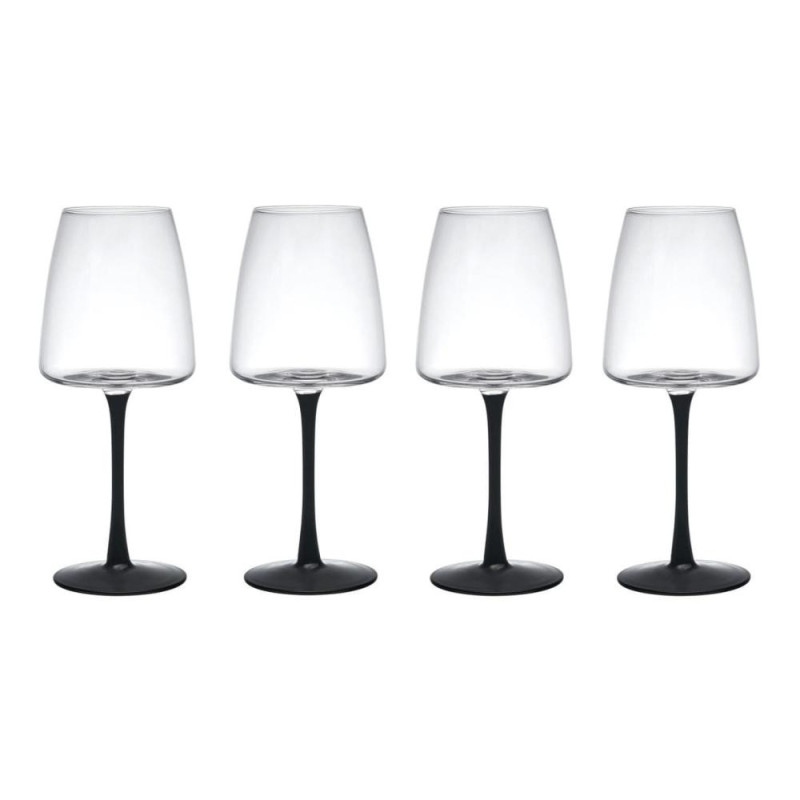 MIKASA PALERMO WINE CUP S 400ML, black  KĀJIŅA, 4 PC.., kristalīns, Mikasa