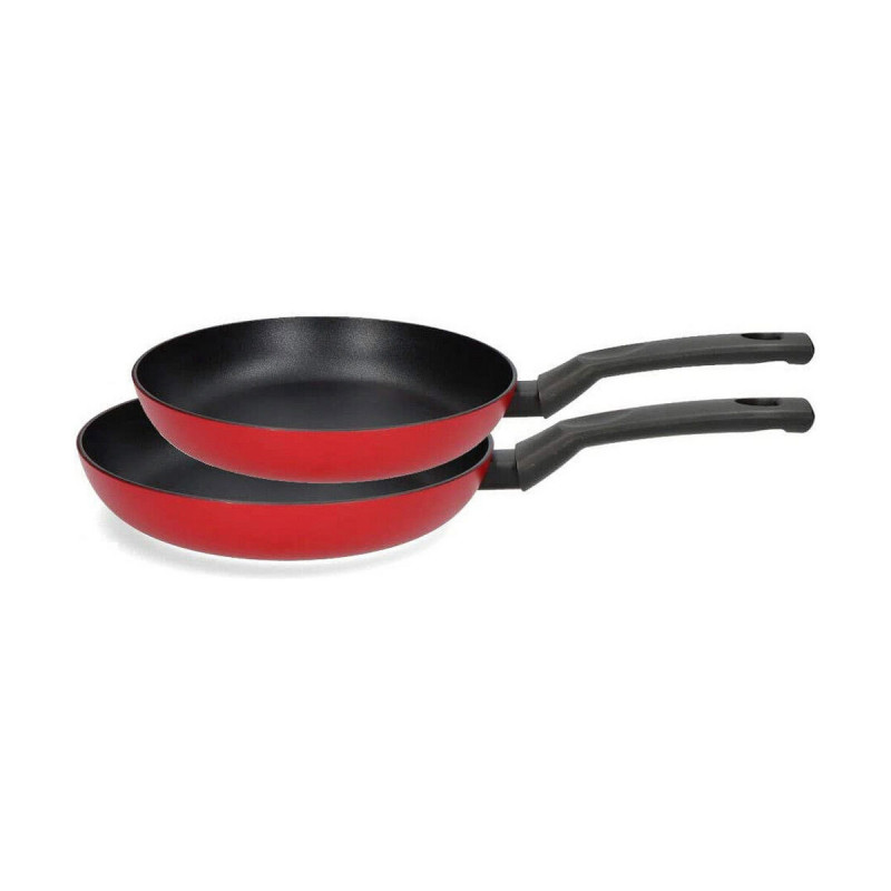 Set of Frying Pans Fagor Black Red Aluminium