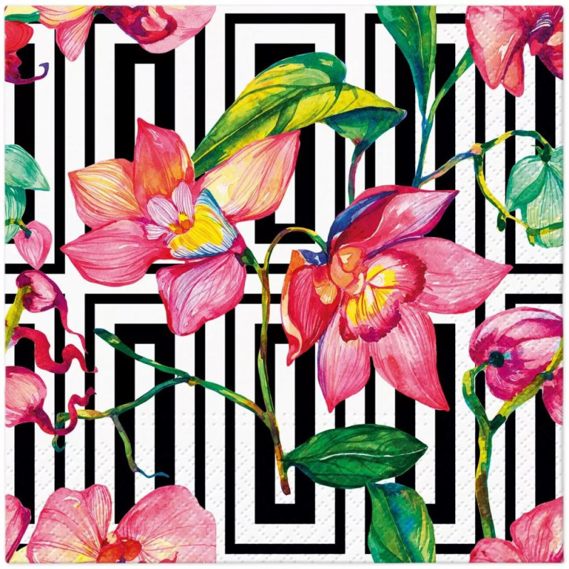 NAPKINS  33X33 WILDFLOWER ORCHID, Paw Decor Collection