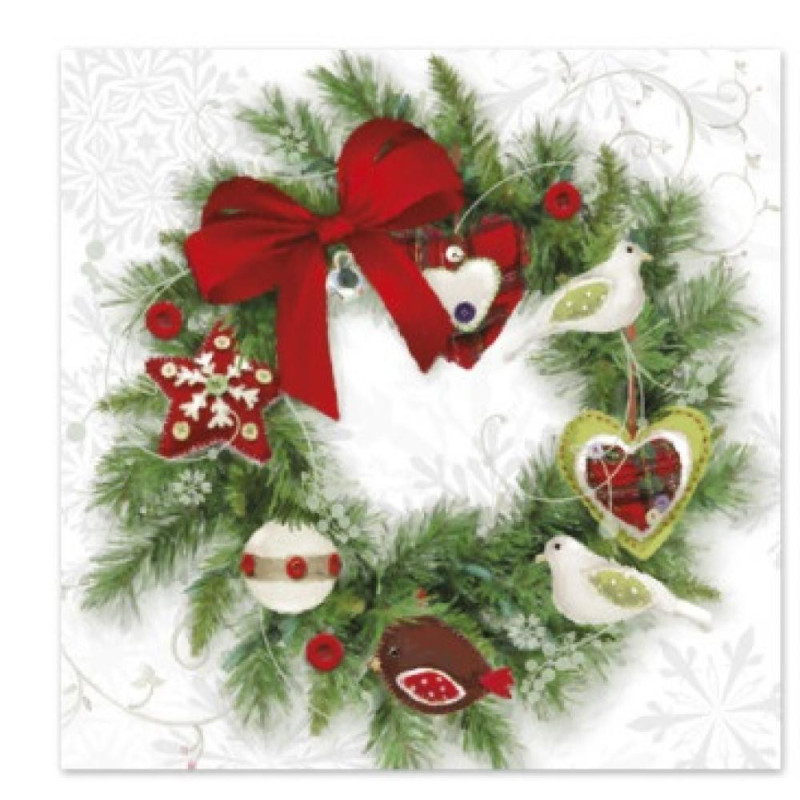NAPKINS  33X33CM WREATH WITH BIRDS, Paw Decor Collection