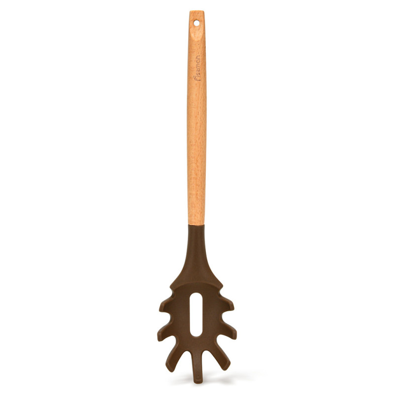 Spaghetti server CHEF’s TOOLS 32.5 cm, color CHOCOLATE (silicone with wooden handle)