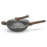 Wok CAPELLA 28x8.5 cm / 3.5 LTR with glass lid and double screw handle (aluminum with non-stick coating)