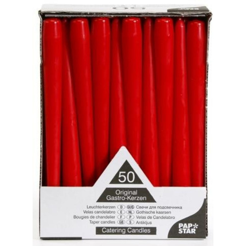 CANDLES 2.2x25CM, 50PC..,SARKANAS DEG 7ST., Pap Star