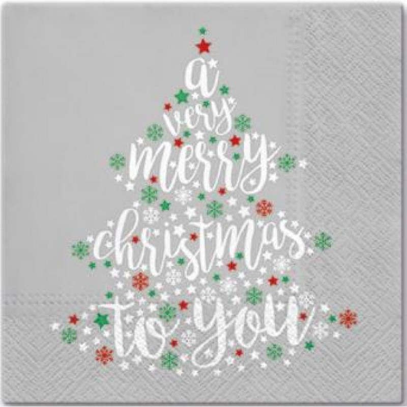 NAPKINS  33X33 VERY CHRISTMAS GREY, Paw Decor Collection