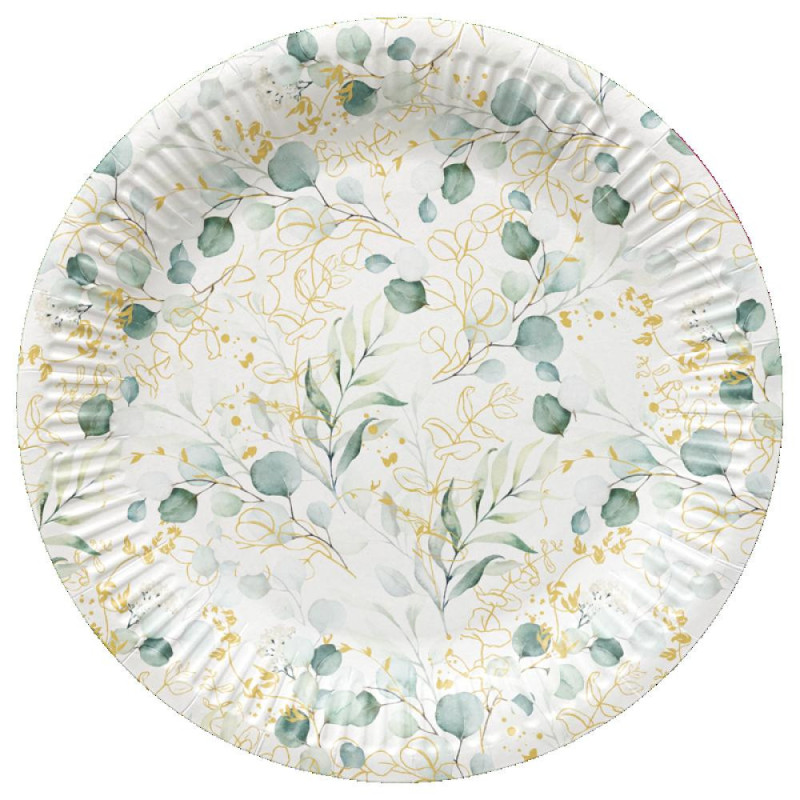 GOLDEN EUCALIPTUS PAPER  DISHES  23CM 8GB, 0.091KG/IEP, Paw Decor Collection