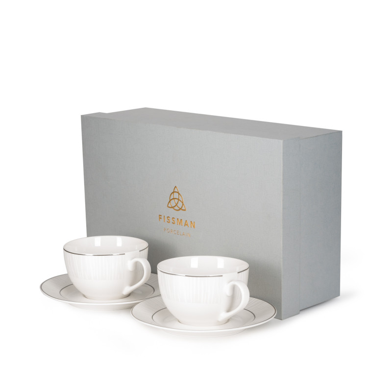 Puodelių ir lėkščių rinkinys 2 vnt. / 220 ml porcelianas Nice