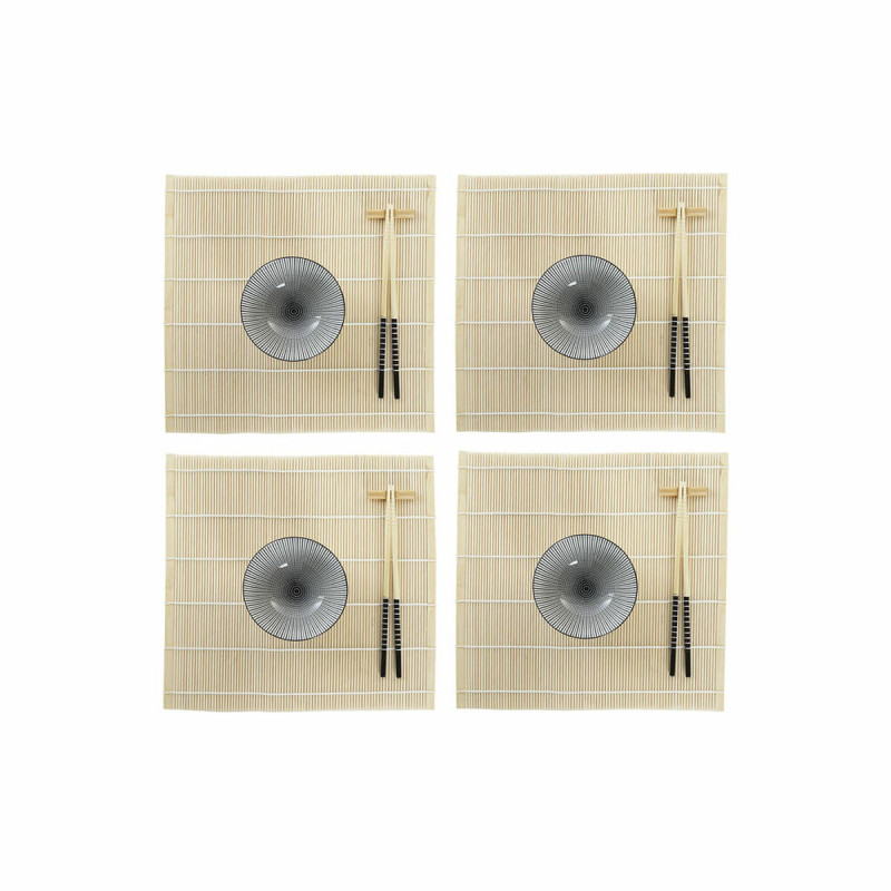 Набор для суши DKD Home Decor 14,5 x 14,5 x 31 cm Чёрный Керамика Восточный (16 Предметы)