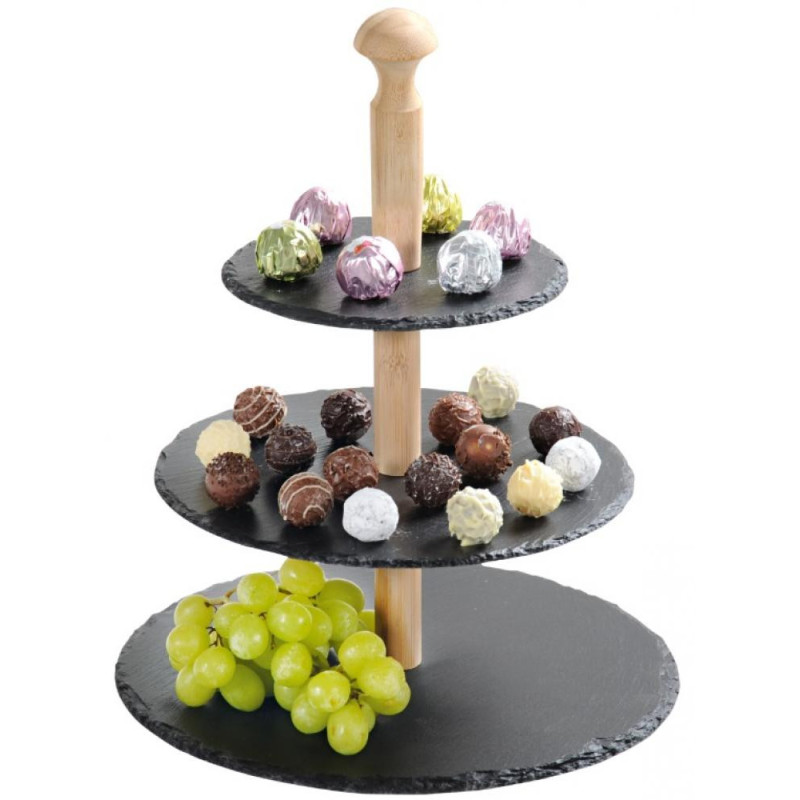 ETAŽIERIS 30x30x34CM, D20/25/30CM, ŠĪFERIS/BAMBUSS, Kesper