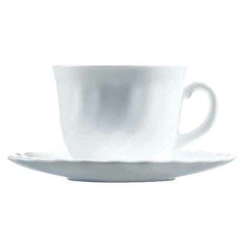 Kruuside Komplekt Alustassidega Luminarc 00106 (4 pcs) Valge Klaas 280 ml (4 Tükid, osad)