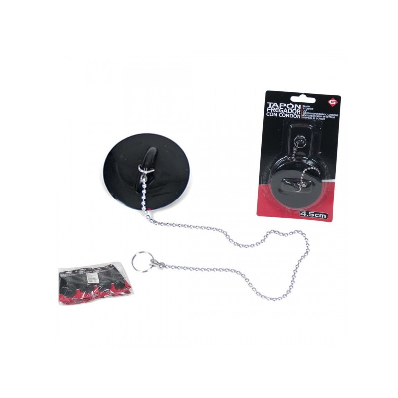 Kamštis kriauklei pvc 4.5cm su metaline grandinėle