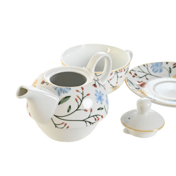 Rotaļlietu Tējas Komplekts DKD Home Decor Porcelāns Zils Terakota Balts Dzeltens (3 gb.)