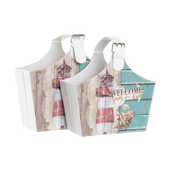Žurnalų laikiklis DKD Home Decor 40 x 18 x 41 cm Spalvotas Kartonas Viduržemio (2 vnt.),,,