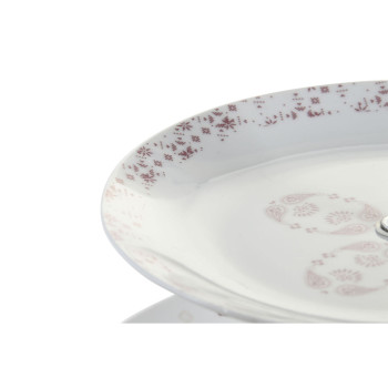 Augļu Bļoda DKD Home Decor 27 x 27 x 34 cm Porcelāns Rozā Metāls Balts