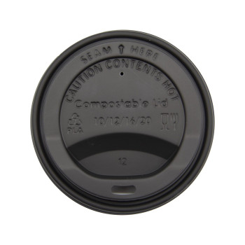 Lids PLA for paper cups D90mm black 50 pcs