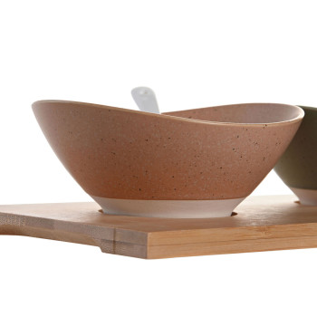 Set za Predjelo DKD Home Decor 29 x 15,5 x 1,5 cm Portselan Mitmevärviline Bambus Skandinaavia