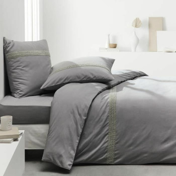 Fitted bottom sheet TODAY Percale Light grey 140 x 200 cm Grey,,,