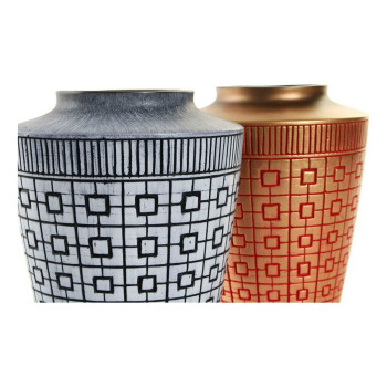 Vaza DKD Home Decor 8424001822065 Mėlyna Raudona Derva Auksinis Rytietiškas 17 x 17 x 20 cm (2 vnt.),,,