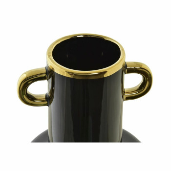 Vaza DKD Home Decor Porcelianas Juoda Auksinis Dvispalviais Šiuolaikiškas 15 x 15 x 29 cm,,,