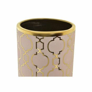 Vaas DKD Home Decor 13,5 x 13,5 x 36 cm Portselan Roosa Kuldne Idamaine Kroomitud,,,