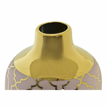 Vaas DKD Home Decor Roosa Kuldne Portselan Idamaine Kroomitud 13 x 13 x 26 cm,,,