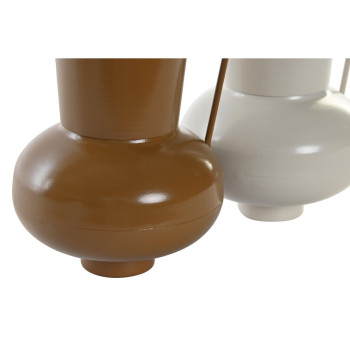 Vaas DKD Home Decor 13 x 12.5 x 17 cm Beež Metall Oranž Sinep (2 Ühikut),,,