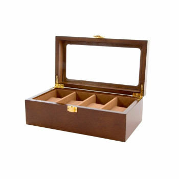 Jewelry box DKD Home Decor Watches Brown Wood Crystal MDF Wood 22 x 12 x 8 cm,,,