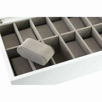 Lādīte DKD Home Decor 102182 Pulksteņi 28 x 19 x 9 cm Stikls Balts Koks MDF,,,
