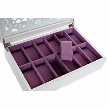 Lādīte DKD Home Decor Pulksteņi 29 x 20 x 9,5 cm Stikls Ceriņš Balts Koks MDF,,,